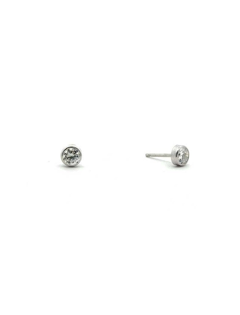CLOUS d'OREILLES OR BLANC 9  KT - ZIRCONIA