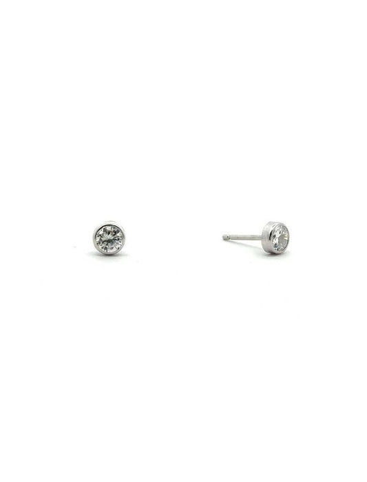 CLOUS d'OREILLES OR BLANC 9  KT - ZIRCONIA