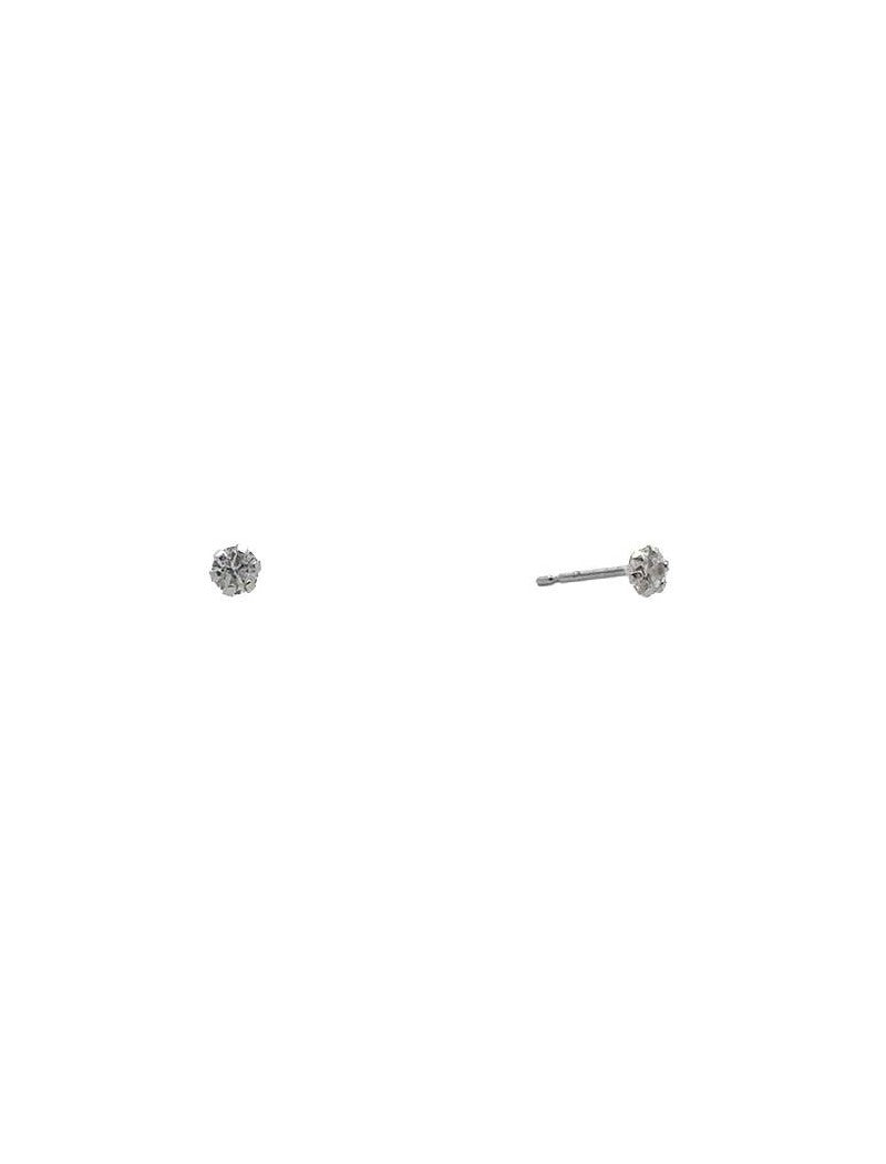 CLOUS D'OREILLES OR BLANC 9 KT - ZIRCONIA