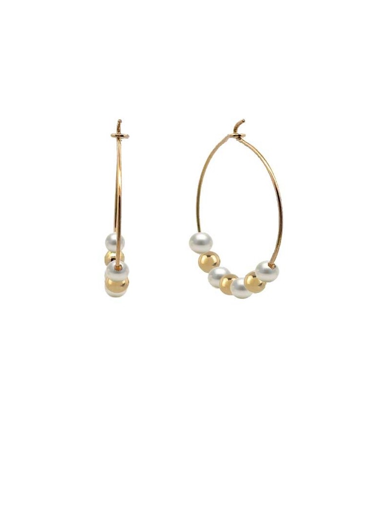 CREOLES OR 9 KT - PERLE DE CULTURE - 20 MM