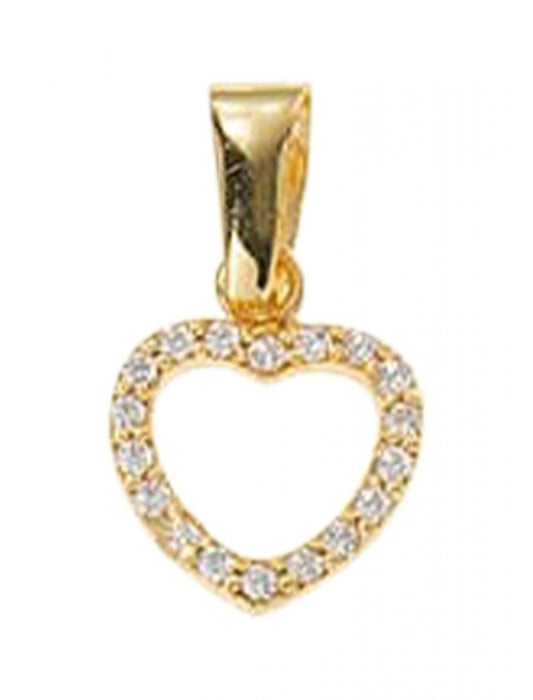 PENDENTIF OR 9 KT - ZIRCONIA - COEUR