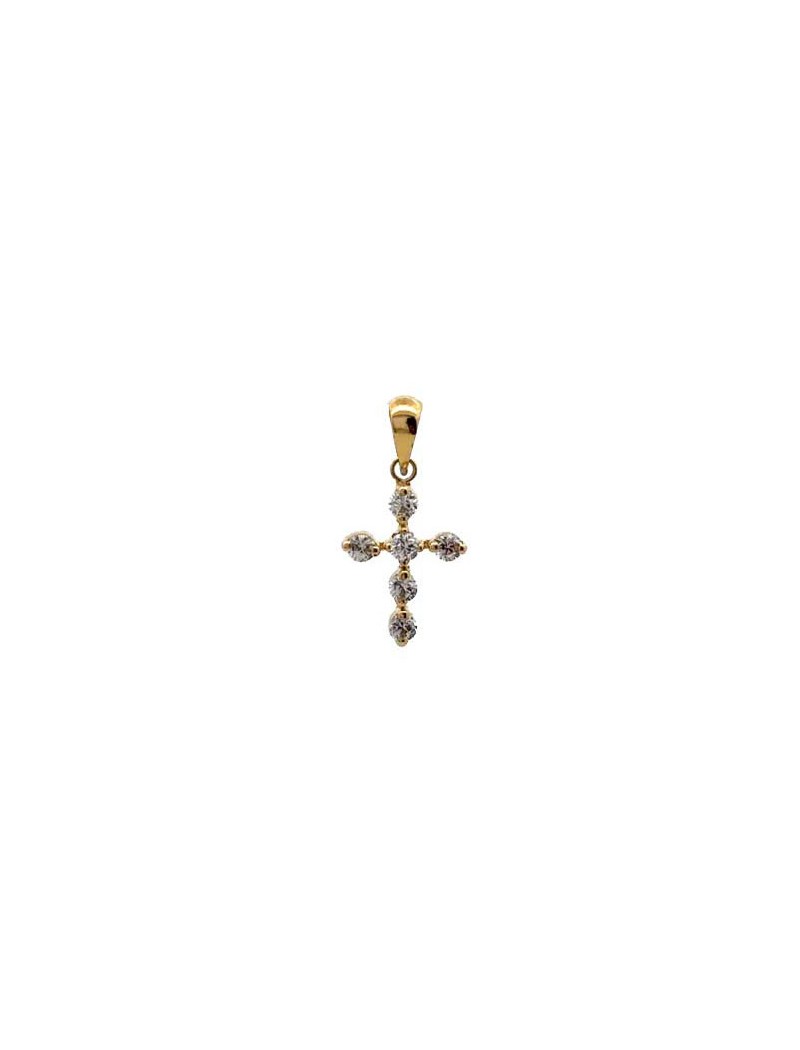 PENDENTIF OR 9 CARATS - CROIX - ZIRCONIA