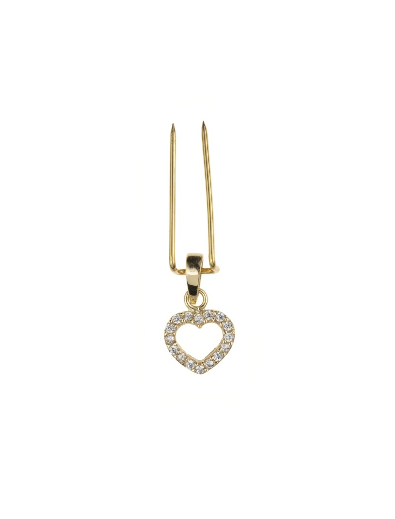 PENDENTIF OR 9 KT - COEUR - ZIRCONIA