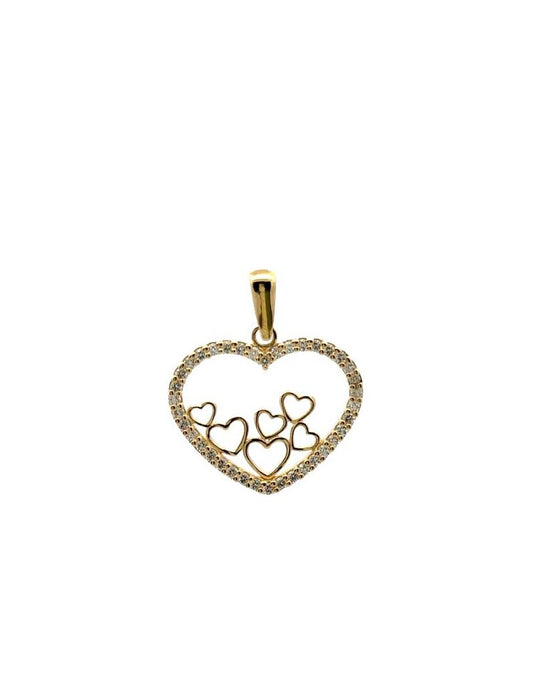PENDENTIF OR 9 CARATS - ZIRCONIA - COEUR
