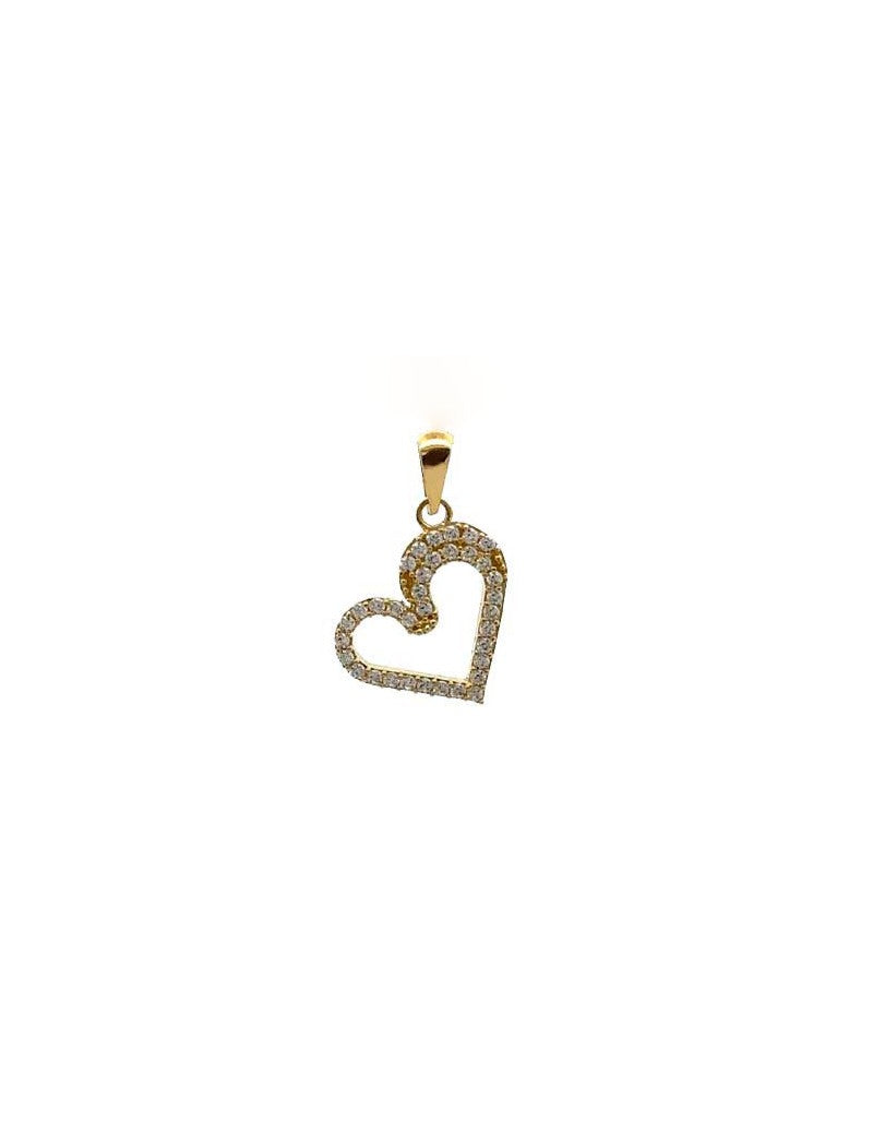 PENDENTIF OR 9 CARATS - ZIRCONIA - COEUR