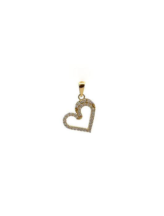 PENDENTIF OR 9 CARATS - ZIRCONIA - COEUR