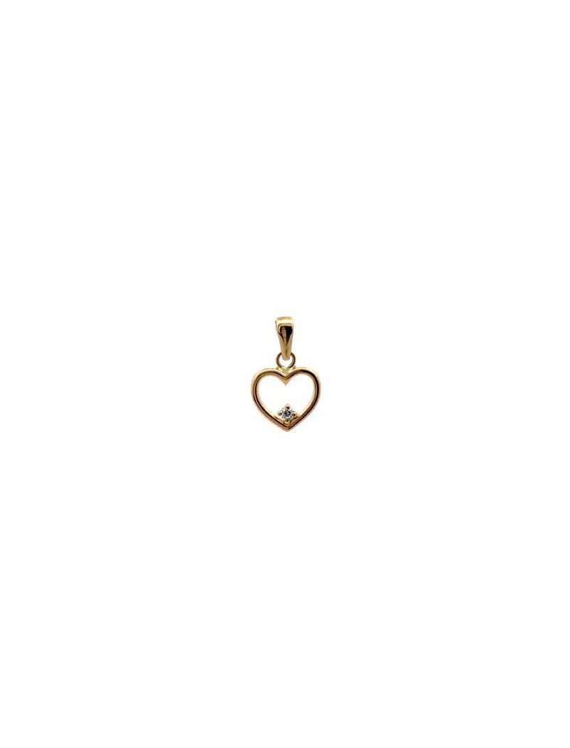 PENDENTIF OR 9 CARATS - ZIRCONIA - COEUR