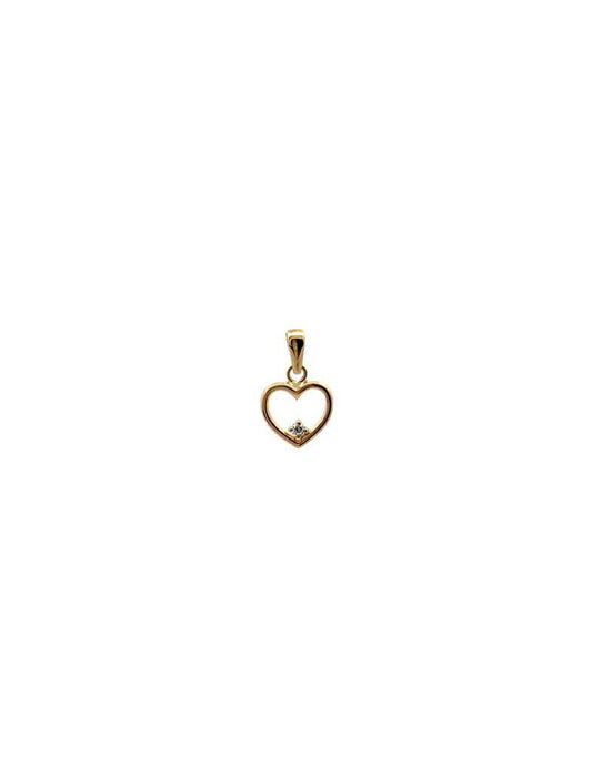 PENDENTIF OR 9 CARATS - ZIRCONIA - COEUR
