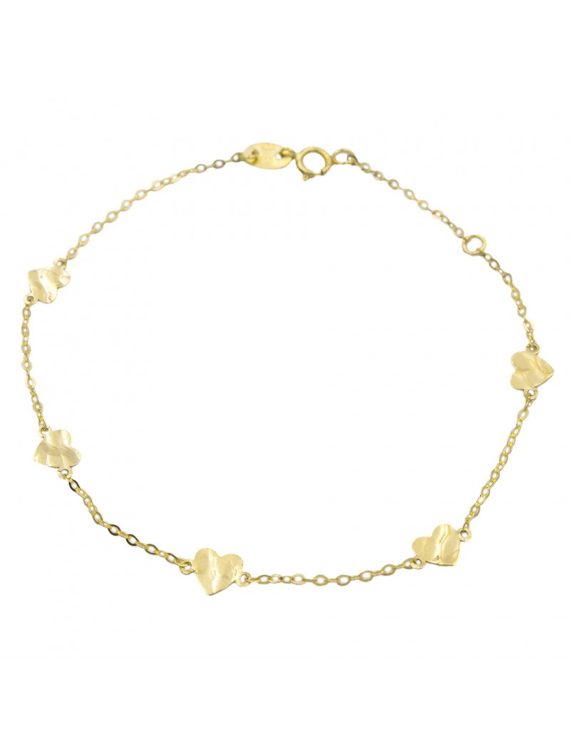 BRACELET OR 9 KT - COEUR - 16+2 CM