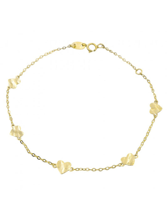 BRACELET OR 9 KT - COEUR - 16+2 CM