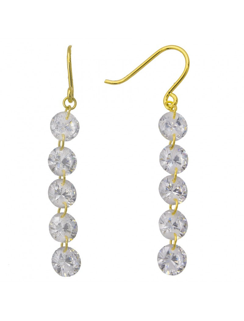 BOUCLES D'OREILLES OR 9 KT - PENDANTES - ZIRCONIA