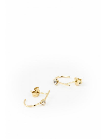 DEMI CREOLE OR 9 KT - ZIRCONIA - 3 MM