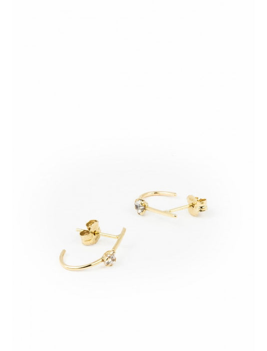 DEMI CREOLE OR 9 KT - ZIRCONIA - 3 MM