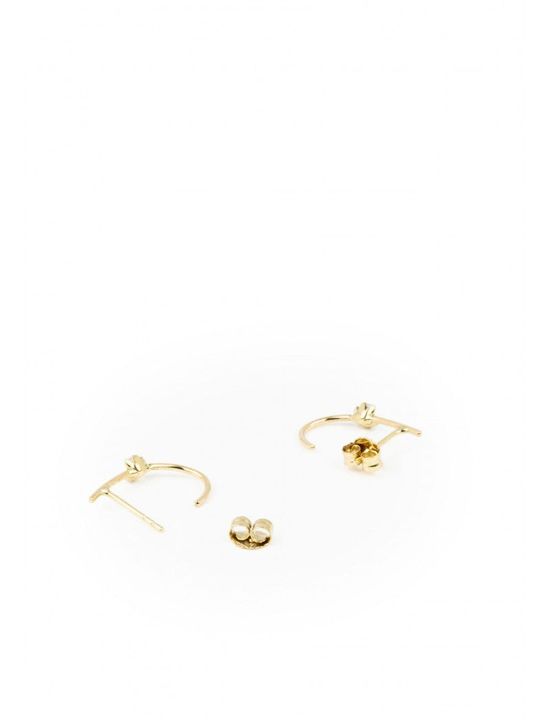 DEMI CREOLE OR 9 KT - ZIRCONIA - 3 MM