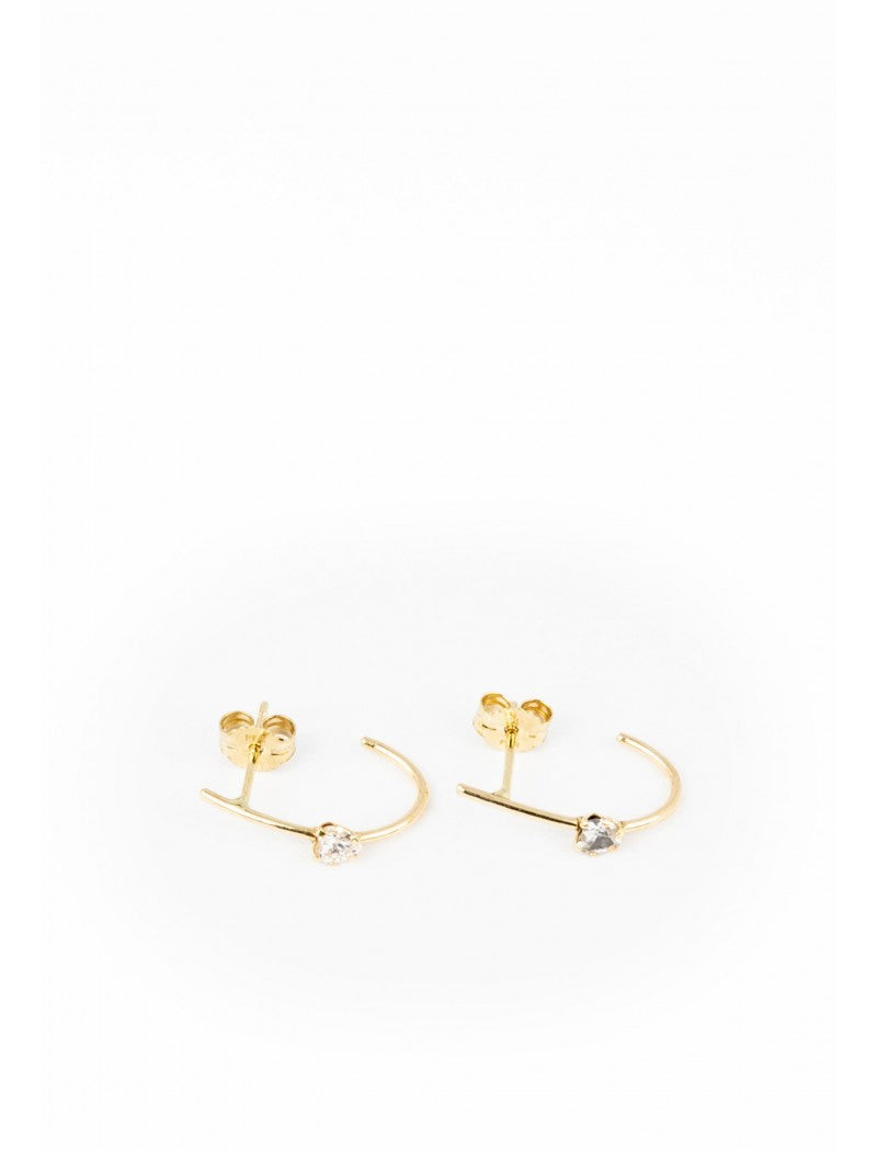 DEMI CREOLE OR 9 KT - ZIRCONIA - 3 MM