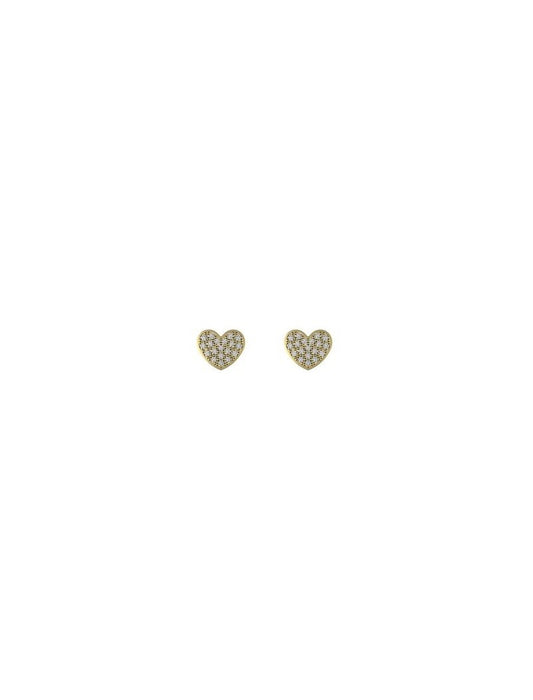 BOUCLES d'OREILLES OR 9 KT - COEUR - ZIRCONIA