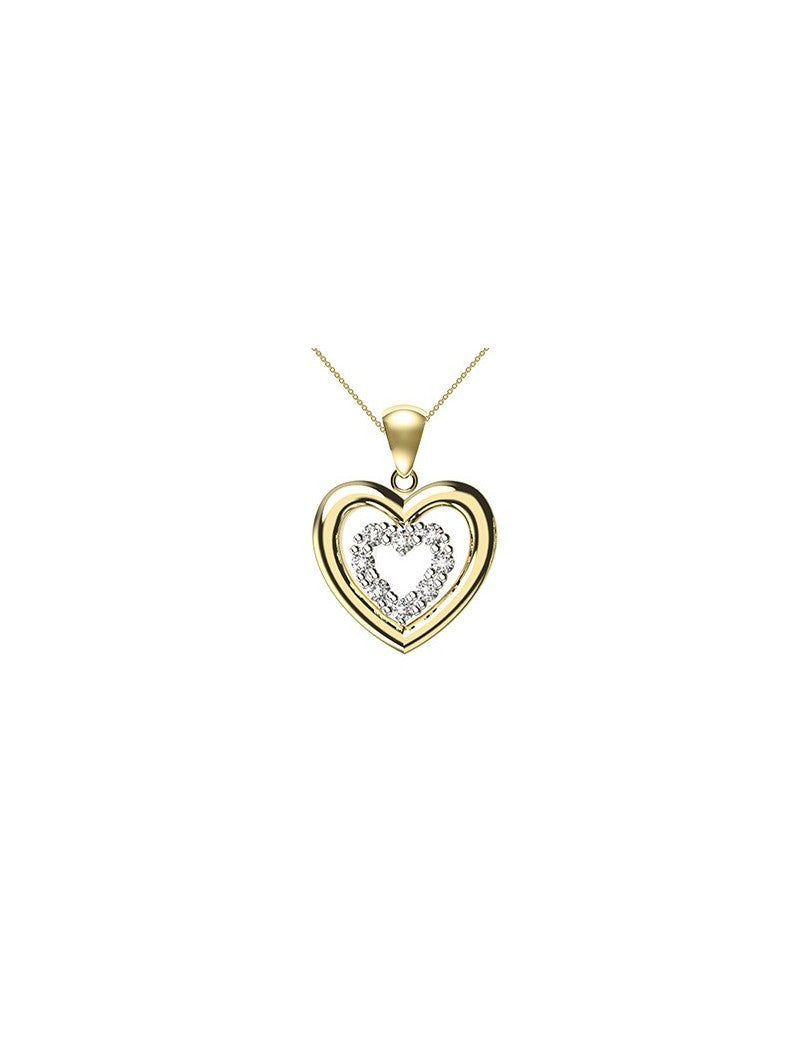 COLLIER 9 KT - ZIRCONIA - COEUR - 42+2 CM