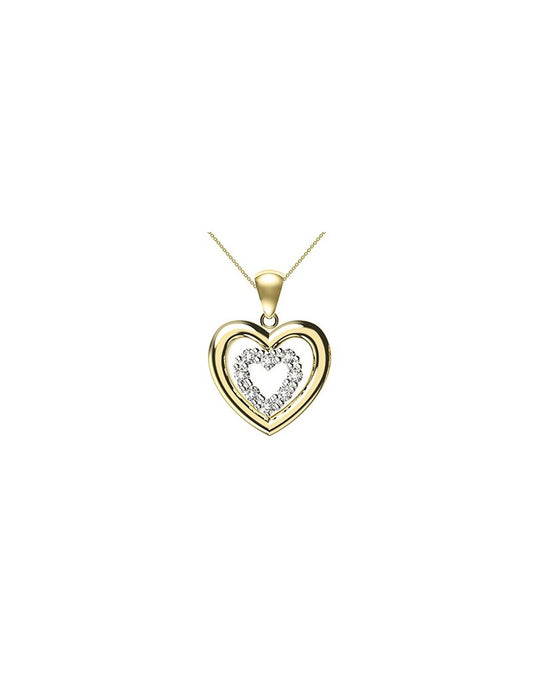 COLLIER 9 KT - ZIRCONIA - COEUR - 42+2 CM