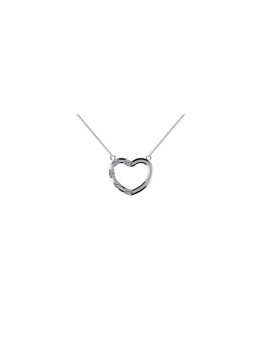 COLLIER 9 KT BLANC - ZIRCONIA - COEUR - 42+2 CM