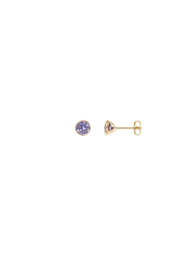 BOUCLES D'OREILLES OR 9 KT - S. AMETHYSTE