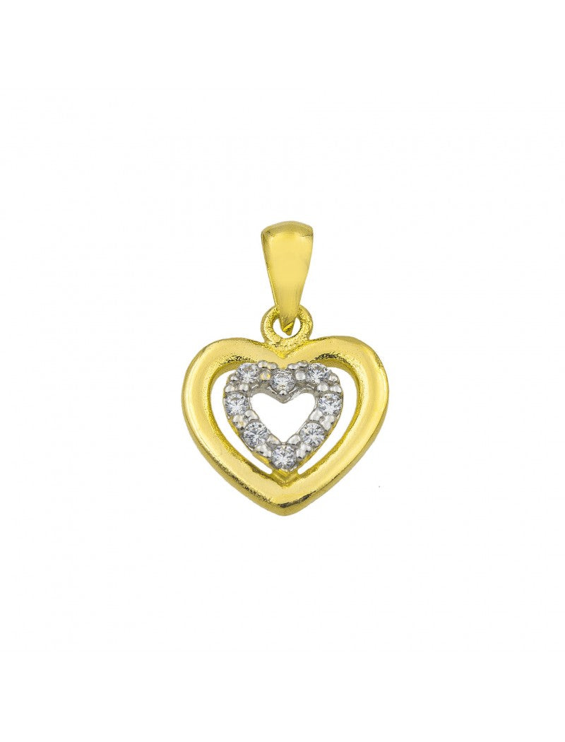PENDENTIF OR 9 KT - BICO - COEUR - ZIRCONIA