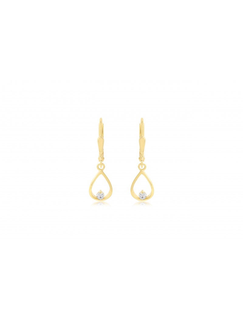 BOUCLES D'OREILLES OR 9 KT - PENDANTES - ZIRCONIA