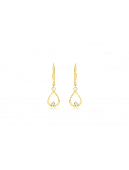 BOUCLES D'OREILLES OR 9 KT - PENDANTES - ZIRCONIA