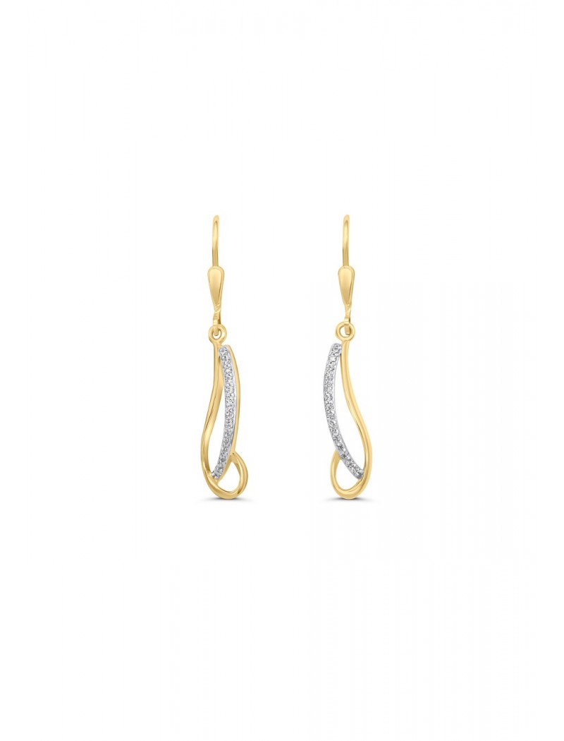 BOUCLES D'OREILLES OR 9 KT - PENDANTES - ZIRCONIA