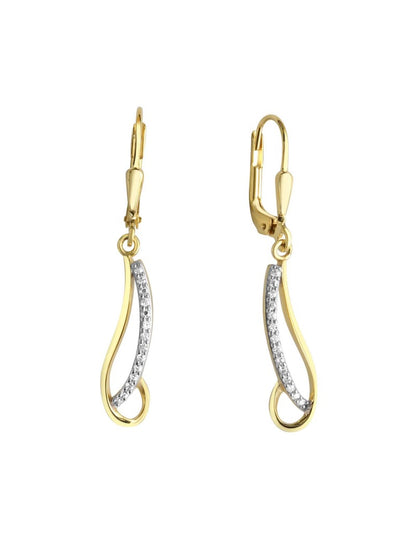 BOUCLES D'OREILLES OR 9 KT - PENDANTES - ZIRCONIA