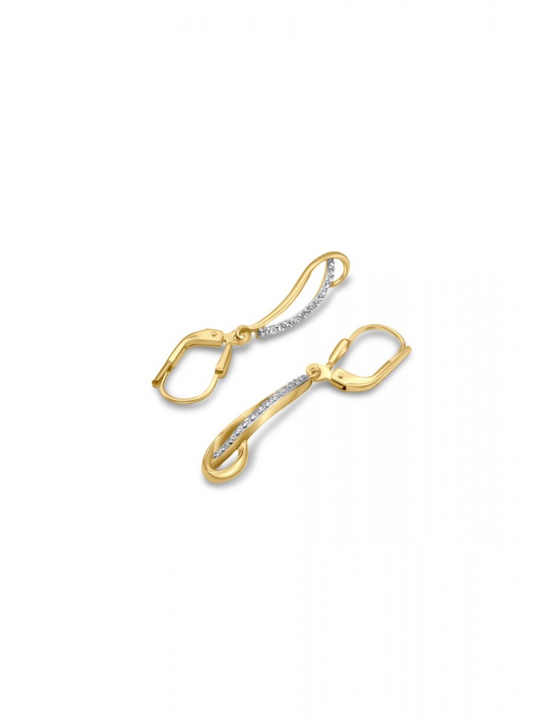 BOUCLES D'OREILLES OR 9 KT - PENDANTES - ZIRCONIA