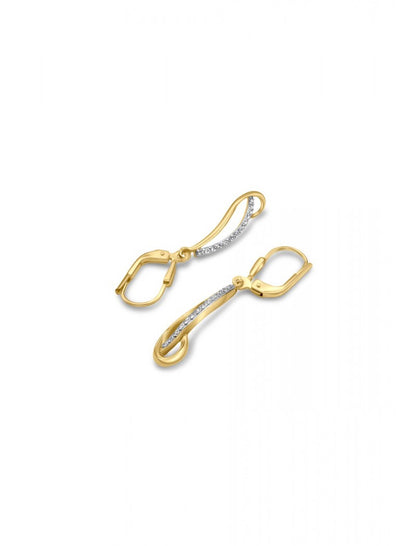 BOUCLES D'OREILLES OR 9 KT - PENDANTES - ZIRCONIA