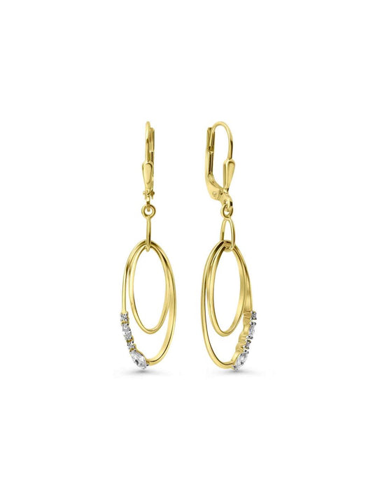 BOUCLES D'OREILLES OR 9 KT - ZIRCONIA