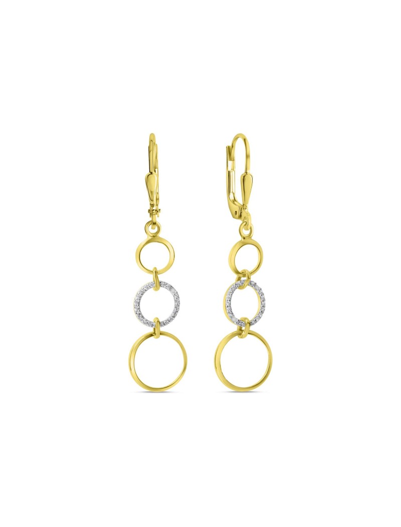 BOUCLES D'OREILLES OR 9 KT - ZIRCONIA - ROND