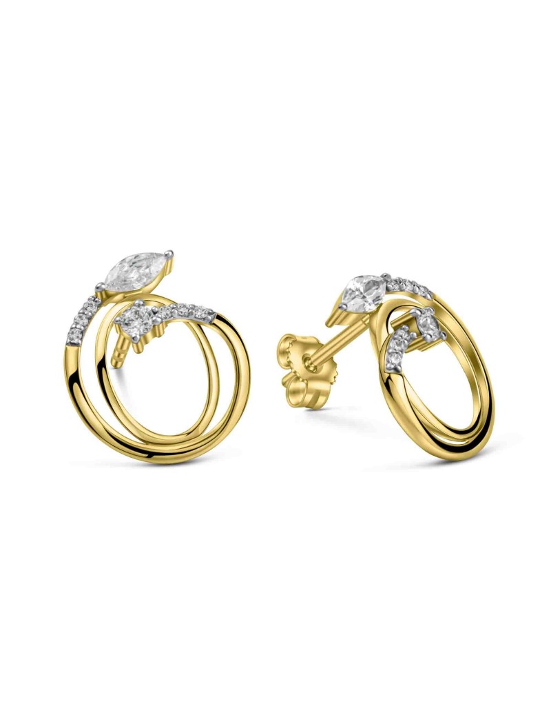 BOUCLES D'OREILLES OR 9 KT - ZIRCONIA