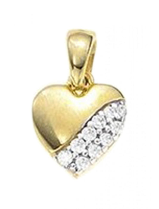 PENDENTIF OR 9 KT - BICOLORE - ZIRCONIA - COEUR