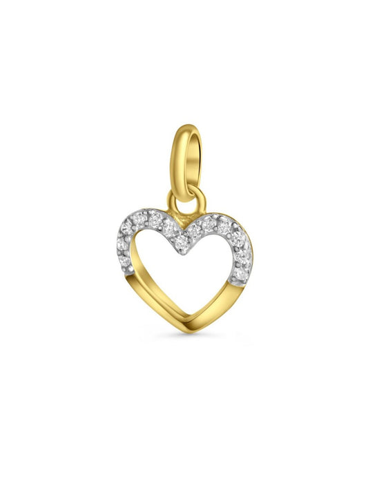 PENDENTIF OR 9 KT - COEUR - BICOLORE - ZIRCONIA