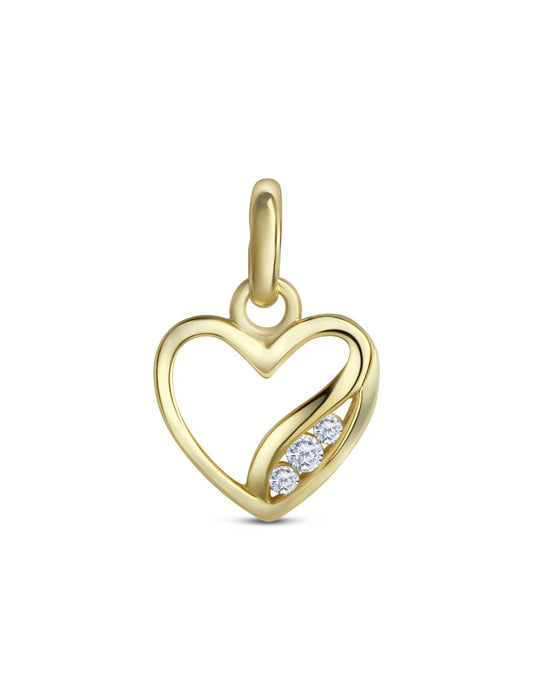 PENDENTIF OR 9 KT - COEUR - ZIRCONIA