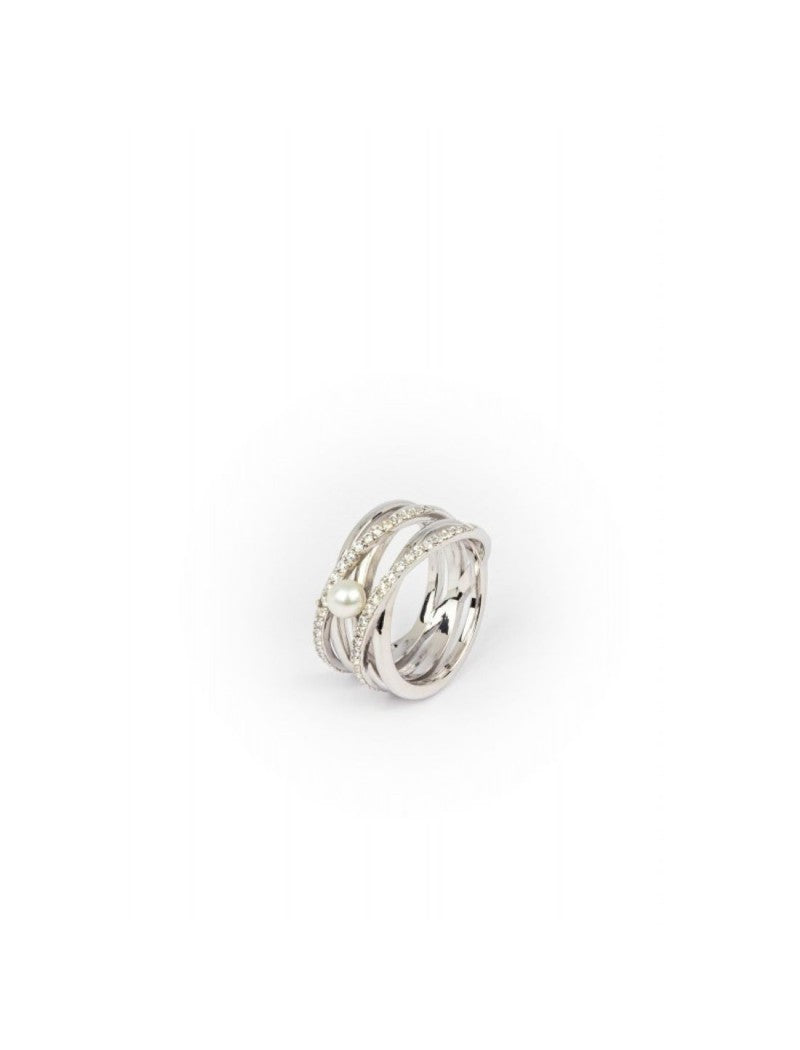 BAGUE PASSION ARGENT ZIRCONIA PERLE D'EAU DOUCE GR. 52