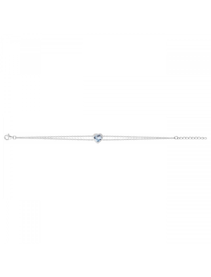 BRACELET ARGENT RHODIE - TOPAZE SYNTHETIQUE - ZIRCONIA - CŒUR