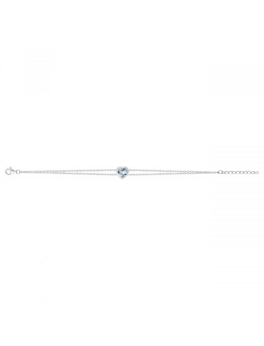 BRACELET ARGENT RHODIE - TOPAZE SYNTHETIQUE - ZIRCONIA - CŒUR