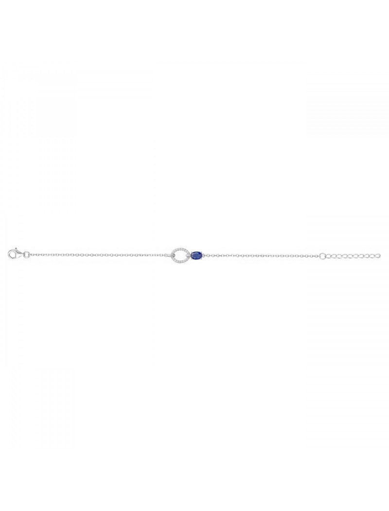 BRACELET ARGENT RHODIE - SAPHIR SYNTHETIQUE - ZIRCONIA