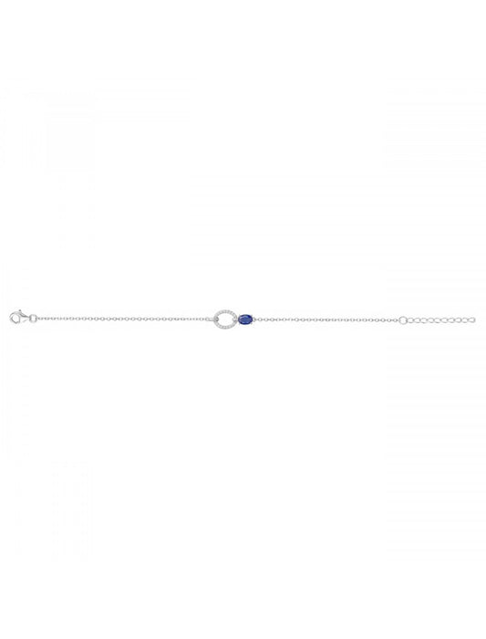 BRACELET ARGENT RHODIE - SAPHIR SYNTHETIQUE - ZIRCONIA