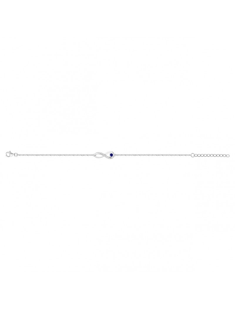 BRACELET ARGENT RHODIE - SAPHIR SYNTHETIQUE - ZIRCONIA - INFINI