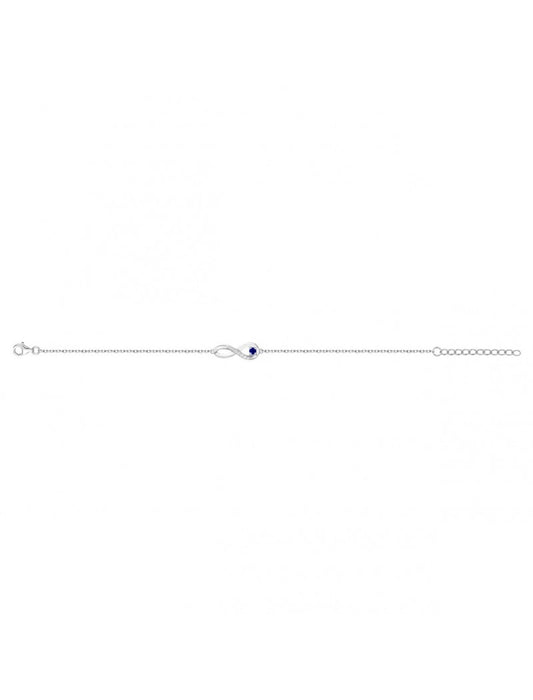 BRACELET ARGENT RHODIE - SAPHIR SYNTHETIQUE - ZIRCONIA - INFINI
