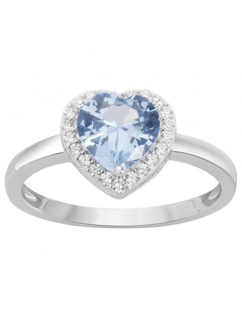 BAGUE ARGENT RHODIE - ZIRCONIA - TOPAZE SYNTHETIQUE - CŒUR