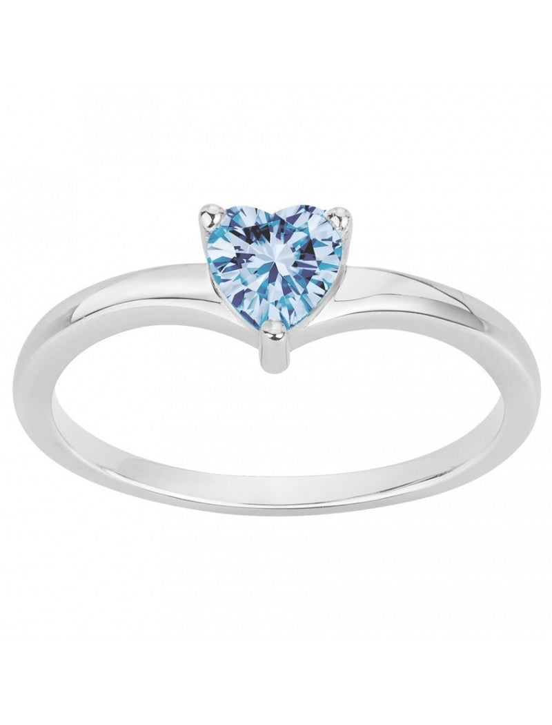 BAGUE ARGENT RHODIE - ZIRCONIA - TOPAZE SYNTHETIQUE - CŒUR
