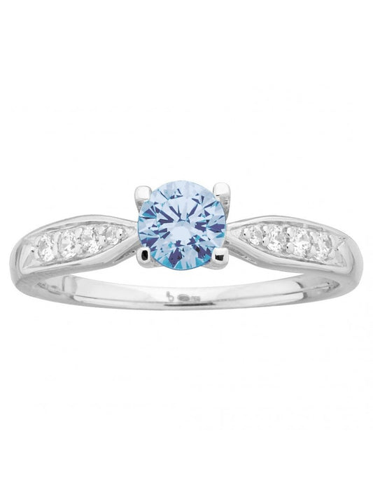 BAGUE ARGENT RHODIE - ZIRCONIA - TOPAZE SYNTHETIQUE