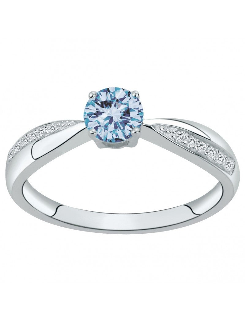 BAGUE ARGENT RHODIE - ZIRCONIA - TOPAZE SYNTHETIQUE