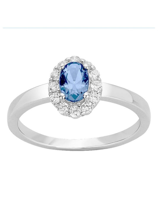 BAGUE ARGENT RHODIE - ZIRCONIA - TOPAZE SYNTHETIQUE
