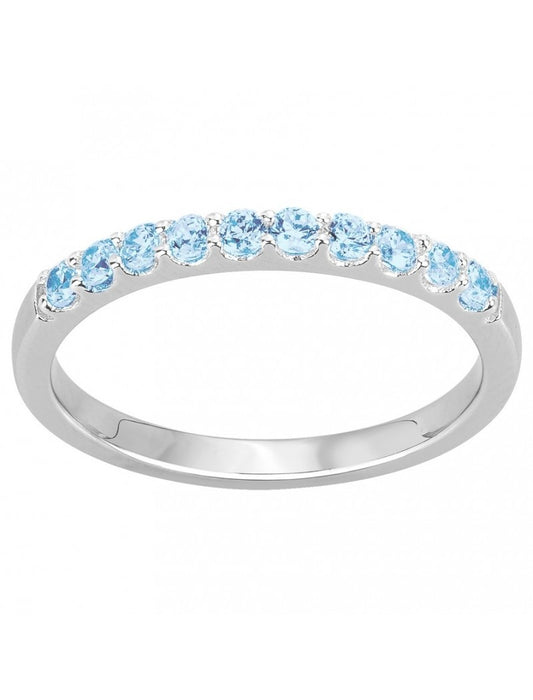 BAGUE ARGENT RHODIE - ZIRCONIA - TOPAZE SYNTHETIQUE